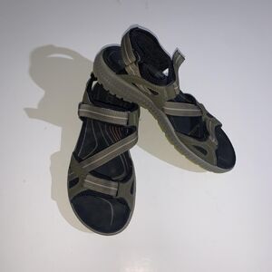 ECCO Terra Sandals Mens Size 9.5 Green Hook & Loop Hiking Trail Comfort Shoes